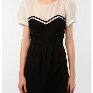 Little black dress with white top